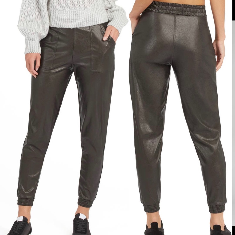 NWT SPANX Faux Leather Jogger in Noir Black
